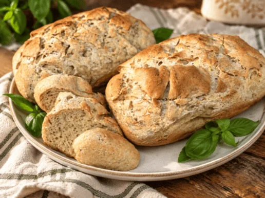 Rustic sourdough loaves and sliced bread